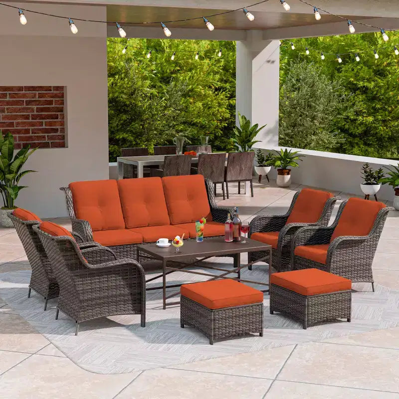Ensemble de canapé de conversation pour terrasse UPTIOT de 8 pièces