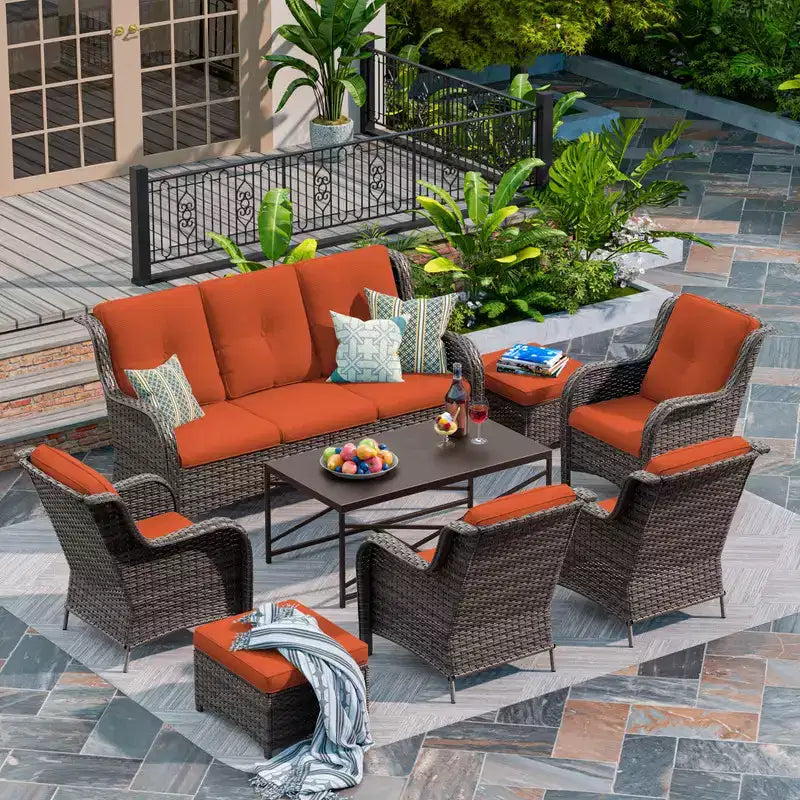 Ensemble de canapé de conversation pour terrasse UPTIOT de 8 pièces