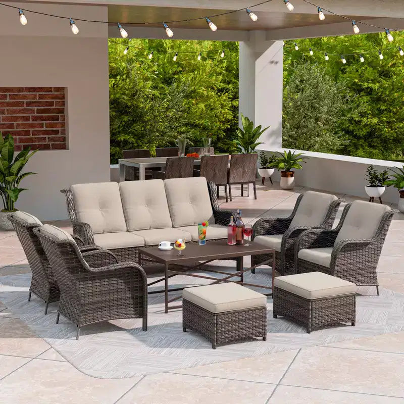 Ensemble de canapé de conversation pour terrasse UPTIOT de 8 pièces