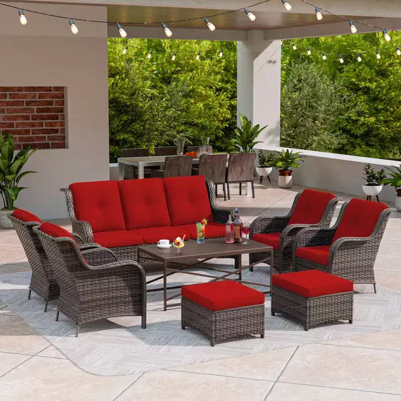 Ensemble de canapé de conversation pour terrasse UPTIOT de 8 pièces