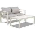 VINGLI Outdoor Furniture Aluminum Patio Furniture Set, Outdoor Sofa and Coffee Table Set Modern Patio Sofa Set (White)