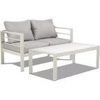 VINGLI Outdoor Furniture Aluminum Patio Furniture Set, Outdoor Sofa and Coffee Table Set Modern Patio Sofa Set (White)
