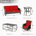 Set da conversazione da esterno UPTIOT da 5 pezzi in acciaio e vimini