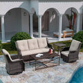 UPTIOT 5-Piece Steel Wicker Patio Conversation