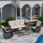 UPTIOT 5-Piece Steel Wicker Patio Conversation
