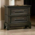 Royal Hampton 26 Inch Nightstand, 2 Drawers, Pewter Handles, Crown Mold, Wood, Gray