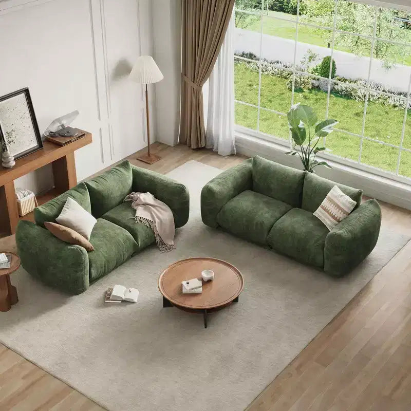 Chenille Fabric Modular Love Seat Sofa, 2-Seater Cloud Couch with High Resilience Sponge, Small Space Boneless Sofa for Apartment, Office