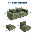 Chenille Fabric Modular Love Seat Sofa, 2-Seater Cloud Couch with High Resilience Sponge, Small Space Boneless Sofa for Apartment, Office