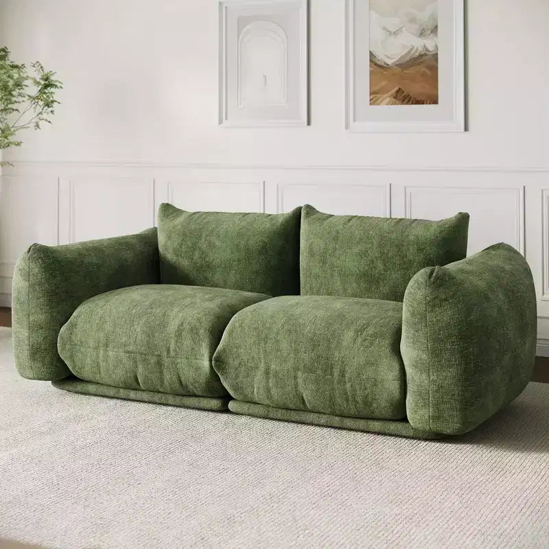 Chenille Fabric Modular Love Seat Sofa, 2-Seater Cloud Couch with High Resilience Sponge, Small Space Boneless Sofa for Apartment, Office