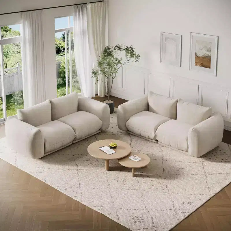 Chenille Fabric Modular Love Seat Sofa, 2-Seater Cloud Couch with High Resilience Sponge, Small Space Boneless Sofa for Apartment, Office