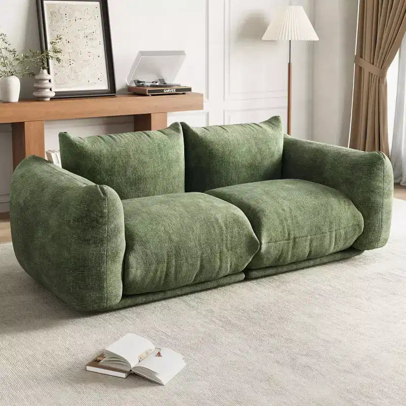 Chenille Fabric Modular Love Seat Sofa, 2-Seater Cloud Couch with High Resilience Sponge, Small Space Boneless Sofa for Apartment, Office