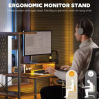 Bureau d’ordinateur de 56 avec rangement, table informatique avec prises électriques et éclairage LED