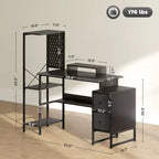 Bureau d’ordinateur de 56 avec rangement, table informatique avec prises électriques et éclairage LED