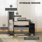 Bureau d’ordinateur de 56 avec rangement, table informatique avec prises électriques et éclairage LED