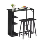 COZONY 3-teiliges Set aus Bartisch und Stühlen, Esszimmertisch-Set mit 3 Ablageböden und Hockern