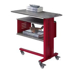 Royal Hampton Accent Table with Metal Cargo Style and 3 Caster Wheels, Red