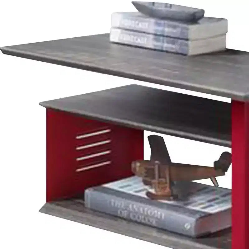 Akzenttisch „Royal Hampton“ im Cargo-Stil aus Metall mit 3 Rollen, Rot