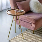 GDFStudio Annisa Mid-Century Modern Wood and Metal Side Table with Angled Legs