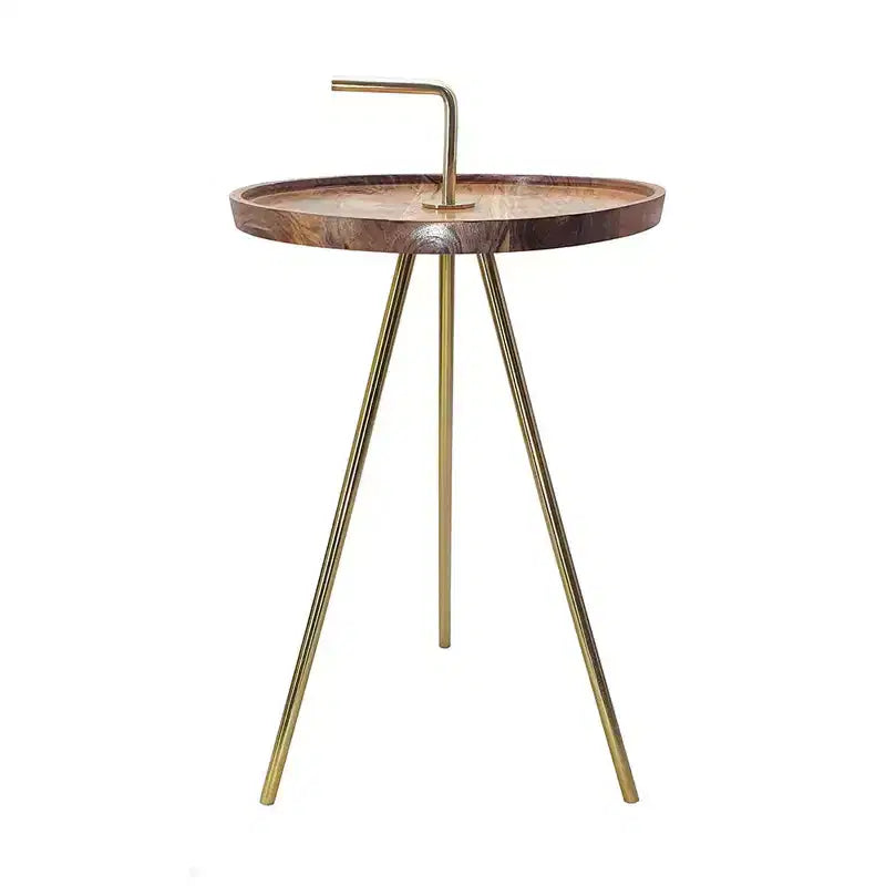 GDFStudio Annisa Mid-Century Modern Wood and Metal Side Table with Angled Legs