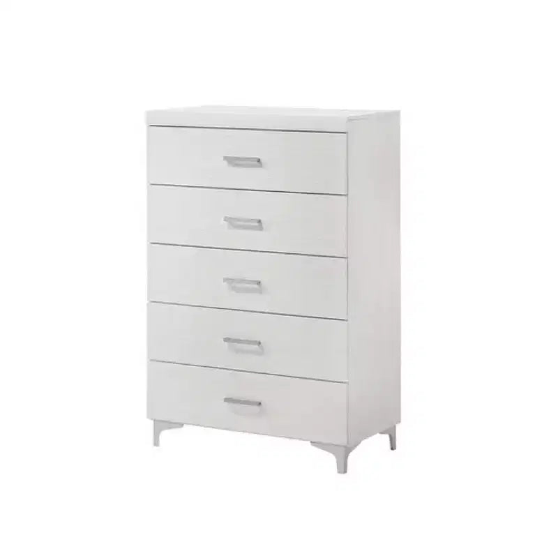 Royal Hampton Chest with 5 Drawers and Wooden Frame, White