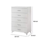 Royal Hampton Chest with 5 Drawers and Wooden Frame, White