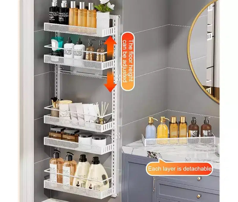 6 Tier Hanging Over Door Spice Rack, Pantry Organizers and Storage Organizer, D-uty Heavy Metal Over The Door Spice Box Organizer, Large