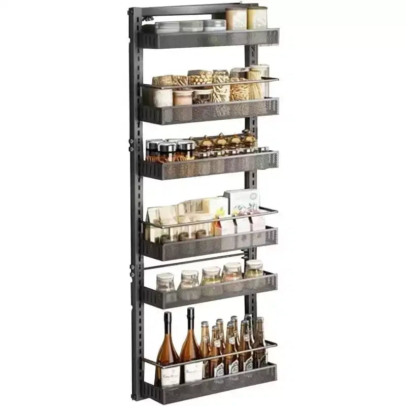6 Tier Hanging Over Door Spice Rack, Pantry Organizers and Storage Organizer, D-uty Heavy Metal Over The Door Spice Box Organizer, Large