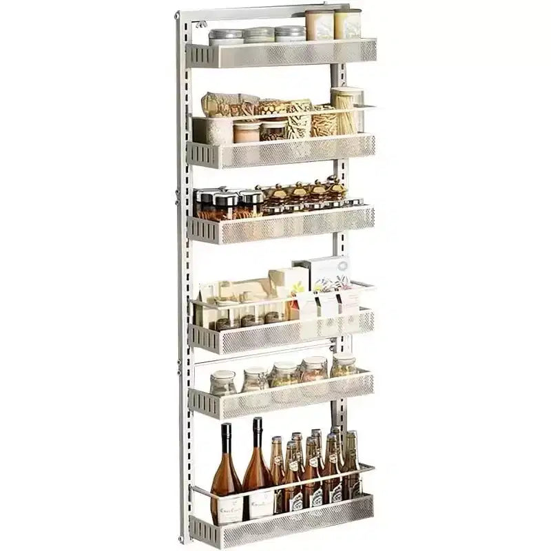 6 Tier Hanging Over Door Spice Rack, Pantry Organizers and Storage Organizer, D-uty Heavy Metal Over The Door Spice Box Organizer, Large