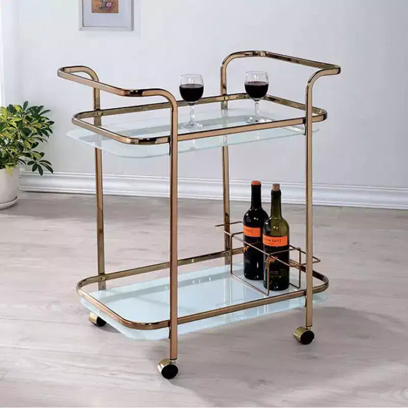 Royal Hampton Contemporary Serving Cart In Champagne Finish