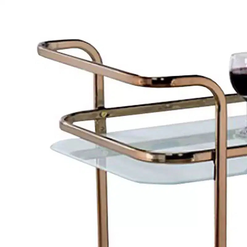 Royal Hampton Contemporary Serving Cart In Champagne Finish