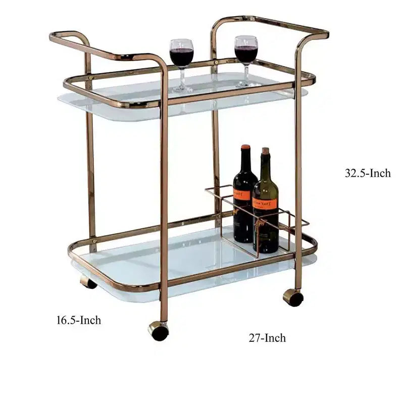 Royal Hampton Contemporary Serving Cart In Champagne Finish
