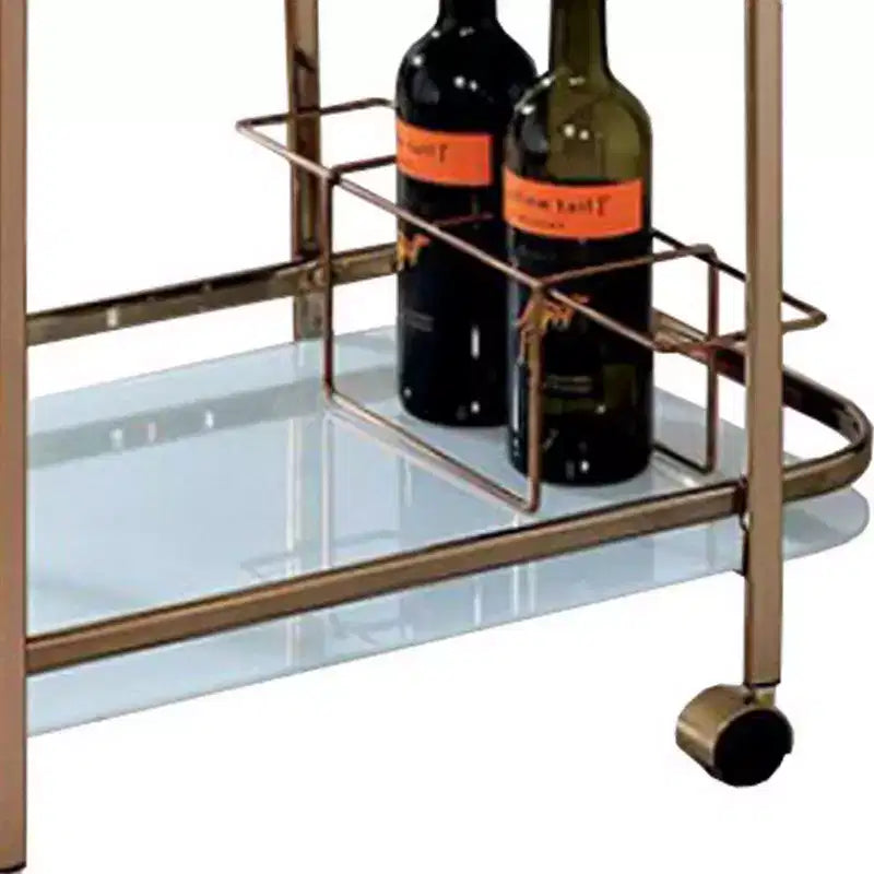 Royal Hampton Contemporary Serving Cart In Champagne Finish