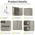 MAYEERTY Tall Storage Cabinet Adjustable Shelves Flip-Out Basket MDF Aluminum Handles