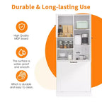 MAYEERTY Tall Storage Cabinet Adjustable Shelves Flip-Out Basket MDF Aluminum Handles