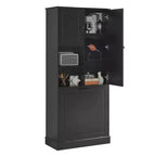 MAYEERTY Tall Storage Cabinet Adjustable Shelves Flip-Out Basket MDF Aluminum Handles