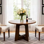 COZONY 43.3 Round Dining Table for 4, Wood Kitchen Table with Cross Base, Farmhouse Style Dining Table for Home, Kitchen, Small Spaces