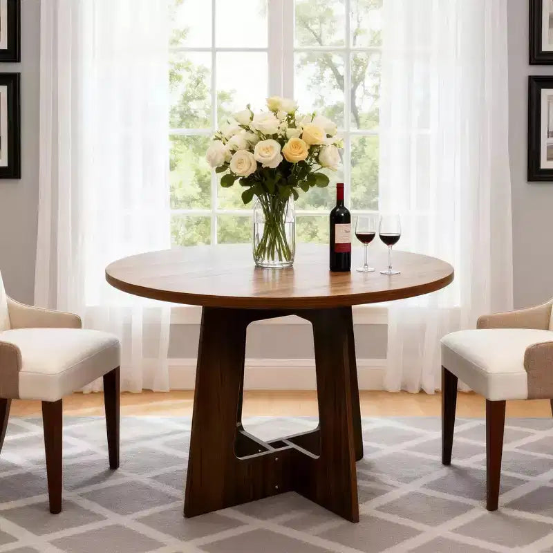 COZONY 43.3 Round Dining Table for 4, Wood Kitchen Table with Cross Base, Farmhouse Style Dining Table for Home, Kitchen, Small Spaces