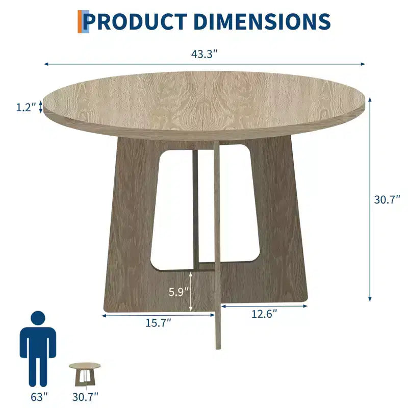 COZONY 43.3 Round Dining Table for 4, Wood Kitchen Table with Cross Base, Farmhouse Style Dining Table for Home, Kitchen, Small Spaces