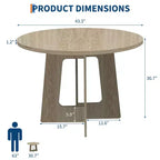 COZONY 43.3 Round Dining Table for 4, Wood Kitchen Table with Cross Base, Farmhouse Style Dining Table for Home, Kitchen, Small Spaces