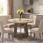 COZONY 43.3 Round Dining Table for 4, Wood Kitchen Table with Cross Base, Farmhouse Style Dining Table for Home, Kitchen, Small Spaces