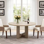 COZONY 43.3 Round Dining Table for 4, Wood Kitchen Table with Cross Base, Farmhouse Style Dining Table for Home, Kitchen, Small Spaces