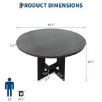 COZONY 43.3 Round Dining Table for 4, Wood Kitchen Table with Cross Base, Farmhouse Style Dining Table for Home, Kitchen, Small Spaces