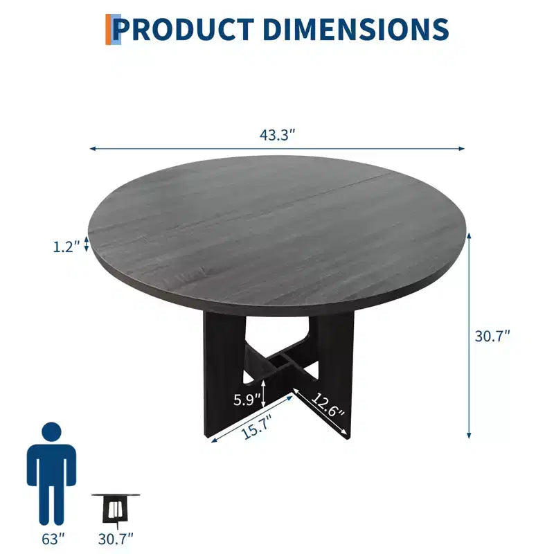 COZONY 43.3 Round Dining Table for 4, Wood Kitchen Table with Cross Base, Farmhouse Style Dining Table for Home, Kitchen, Small Spaces