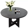 COZONY 43.3 Round Dining Table for 4, Wood Kitchen Table with Cross Base, Farmhouse Style Dining Table for Home, Kitchen, Small Spaces