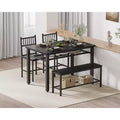 4 Piece Dining Table Set for 4, Wood Kitchen Table with 2 Chairs and Bench, Rectangular Kitchen Table Set with Storage Shelf for Living Room
