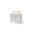 White Side Table with LED Lights - Particle Board & Tempered Glass Construction Suitable for Living Room & Bedroom