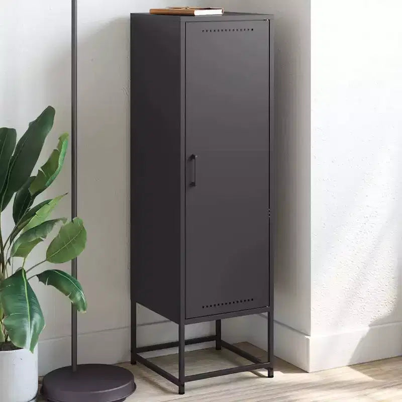 vidaXL Highboard Black Steel Medium Highboard Rectangular Industrial