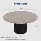 47 Round Dining Table for 4-6 People, Dining Room Table with Sturdy Waveform Metal Pedestal Base, Industrial Kitchen Table for Dining Room, Kitchen