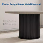 47 Round Dining Table for 4-6 People, Dining Room Table with Sturdy Waveform Metal Pedestal Base, Industrial Kitchen Table for Dining Room, Kitchen