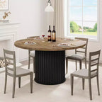47 Round Dining Table for 4-6 People, Dining Room Table with Sturdy Waveform Metal Pedestal Base, Industrial Kitchen Table for Dining Room, Kitchen